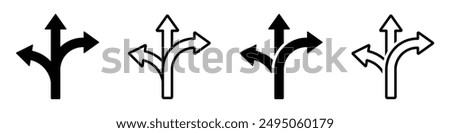 Choice vector icons set. Alternate route line and filled flat vector symbols