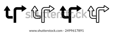 Choice vector icons set. Alternate Route line and filled flat Symbols set