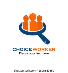 Choice worker magnifying glass symbol logo template illustration