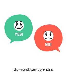 Choice yes or no with speaking bubbles and emotions. Easy to use for your website or presentation.