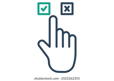 Choices icon. line icon style. hand touch with cross mark. icon related to online course. education elements vector illustration