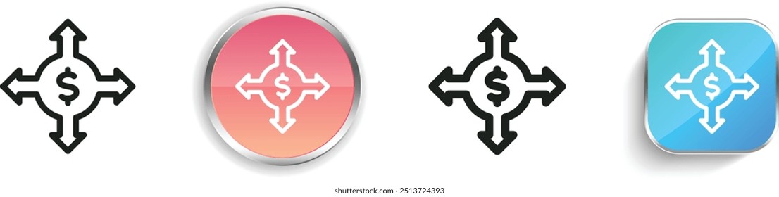 icono de opciones. Diseño de estilo lineal delgado, regular y de Botón aislado sobre fondo blanco