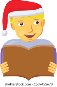 Choir boy with Santa hat singing vector icon