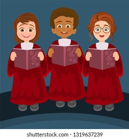 Choir of boy singing carols