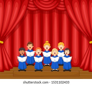 Choir children singing a song on the stage