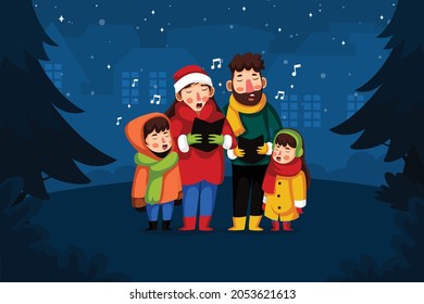 Choir of Family Singing Christmas Carol