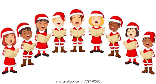 Choir girls and boys singing a song