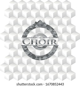 Choir grey emblem. Vintage with geometric cube white background