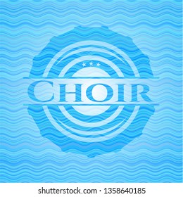 Choir light blue water wave badge background.