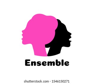 Choir logo vector illustration. Singing people, music. Music, singing, worship concept.