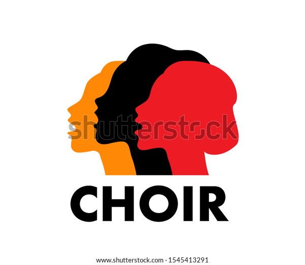 Choir logo vector illustration. Singing\
people, music. Music, singing, worship\
concept.