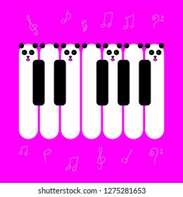 Choir singing. Creative poster. Piano keys look like singing pandas.