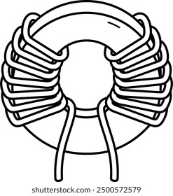 Choke Coil. Vector outline icon. 