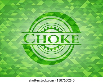 Choke green emblem with mosaic ecological style background. Vector Illustration. Detailed.