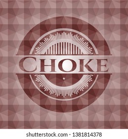 Choke red seamless emblem with geometric background.