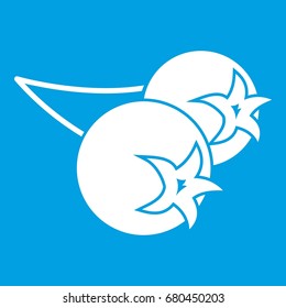 Chokeberry or aronia berry icon white isolated on blue background vector illustration