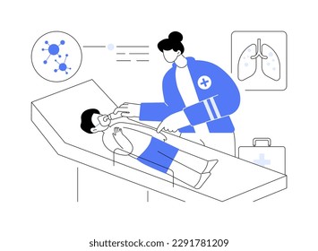 Choking abstract concept vector illustration. Kid having asthma attack, emergency room, ER area, making treatment of children, ambulance call, pediatric emergency medicine abstract metaphor.