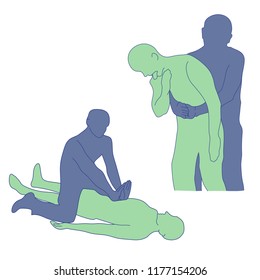 Choking first aid. Vector.