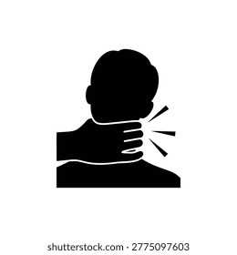 Choking Hand Grabbing Neck Black Filled Icon — Combat Game UI
