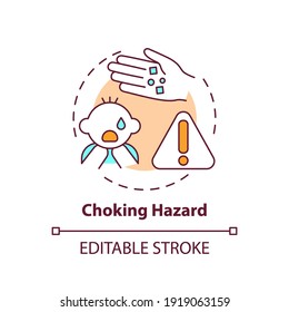 Choking Hazard Concept Icon. Baby Suffocation Risk From Food. Kids Health Protection. Child Safety Idea Thin Line Illustration. Vector Isolated Outline RGB Color Drawing. Editable Stroke