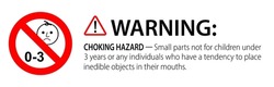 Choking hazard forbidden sign sticker vector illustration, not suitable for children under 3 years sign, Warning triangle symbol, sharp edges and small parts danger. warning sign children under 3 year