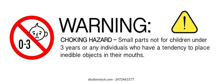 Choking hazard sticker for children under 3 years