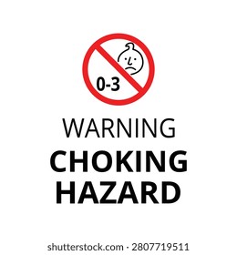 Choking hazard warning label for small parts unsuitable for young children safety compliance packaging sign