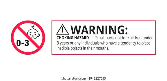 Choking warning hazard forbidden sign sticker not suitable for children under 3 years