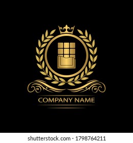 chokolate logo template luxury royal vector company  decorative emblem with crown  