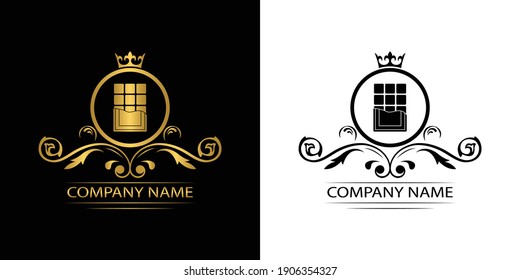 chokolate logo template luxury royal vector company  decorative emblem with crown  