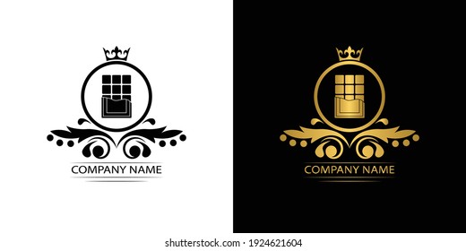 chokolate logo template luxury royal vector company  decorative emblem with crown  