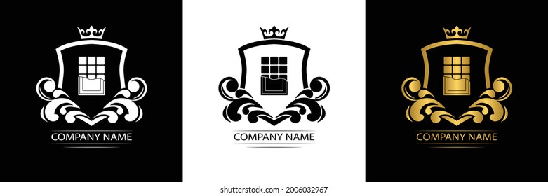 chokolate logo template luxury royal vector company  decorative emblem with crown  