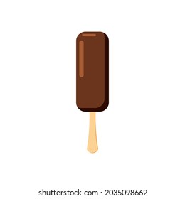 Chokolate popsicle ice cream dessert on stick. Vector illustration cartoon