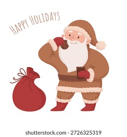 Chokolate Santa com presentes e biscoito
