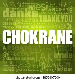 Chokrane (Thank You in Arabic - Middle East, North Africa) word cloud background in different languages