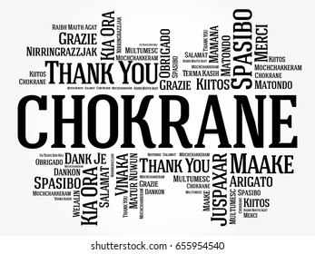 Chokrane (Thank You in Arabic - Middle East, North Africa) Word Cloud background, all languages, multilingual for education or thanksgiving day