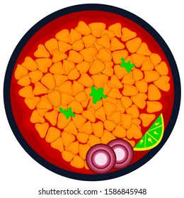 Chole or Chick pea curry Vector indian traditional Food in Vector