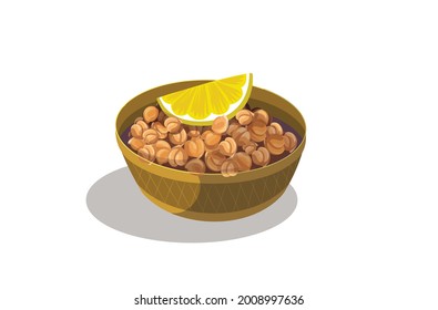 Chole mashala chana masala indian food vector illustration isolated on white background