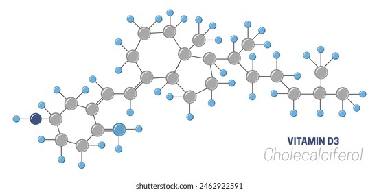 Cholecalciferol D3 Vitamin Molecules and Atoms