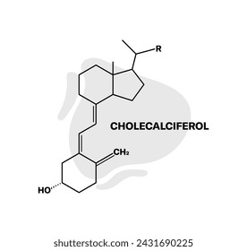 Cholecalciferol formula icon. Chemical formula vitamin. Flat style. Vector icon