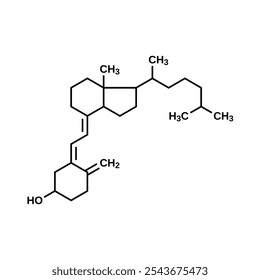 Fórmula estructural de colecalciferol, Ilustración vectorial de vitamina D3