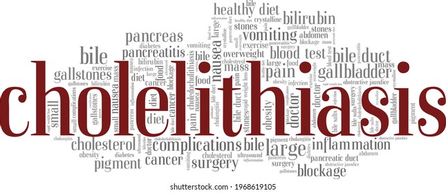 Cholelithiasis vector illustration word cloud isolated on a white background.