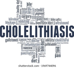 Cholelithiasis vector illustration word cloud isolated on a white background.