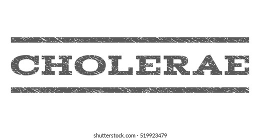 Cholerae watermark stamp. Text tag between horizontal parallel lines with grunge design style. Rubber seal stamp with dirty texture. Vector grey color ink imprint on a white background.