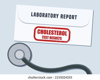 Cholesterol Blood Test Results Envelope. Medical Laboratory Report - Vector Illustration.