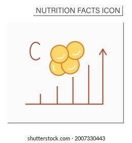 Icono de color del contenido de colesterol. Nivel de colesterol alto. Valor energético. Hechos de nutrición. Complementos nutricionales. Composición nutritiva.Ilustración vectorial aislada