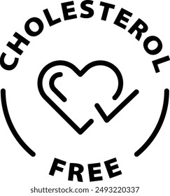 cholesterol free black outline icon round rounded circle badge stamp label isolated on transparent background