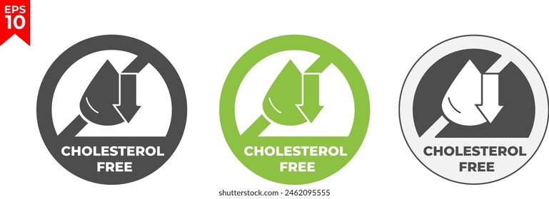 Cholesterol free icon. Low cholesterol forbidden label. Trans fats ban or prohibition logo, illustration, sticker, emblem or seal isolated.