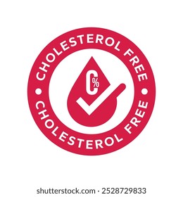 Cholesterin freies Logo, Etikett, Abzeichen, Symbol, Aufkleber, Symbol, Emblem, Stempel, grün, Linie, flacher Vektor, einzelne Illustration. Cholesterin Kostenloses Etikett für Produktverpackungsdesign.