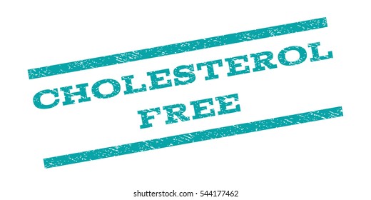 Cholesterol Free watermark stamp. Text caption between parallel lines with grunge design style. Rubber seal stamp with unclean texture. Vector cyan color ink imprint on a white background.